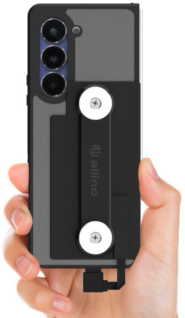 알리노 오토바이 갤럭시 Z폴드7 자석 충전 케이스 딱판 거치대, 블랙