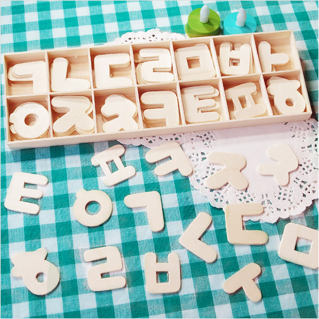 원목조각세트 알파벳.숫자.자음.모음세트, 원목한글세트(자음)