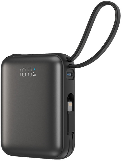 AB100 MINI-2 10000mAh 22.5W 自帶雙線行動電源 機身有標示Wh符合登機規範, 夜幕黑