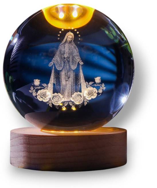 유도리스 3D 모던 수정구슬 LED 종교 침실 무드등, 1개, 성모마리아