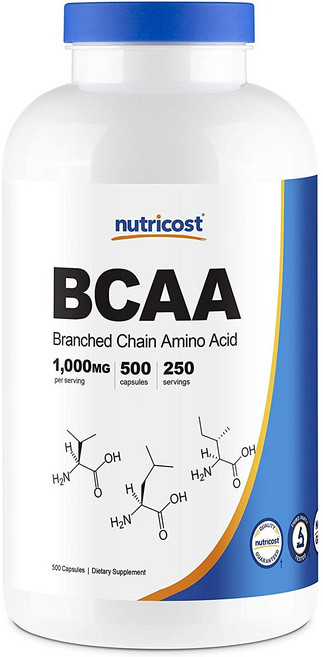 nutricost BCAA支鏈胺基酸膠囊 1000mg 無麩質, 500顆, 1罐