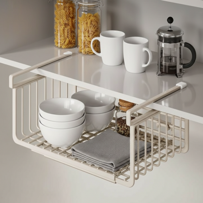 엄군마켓 길이조절언더선반 걸이형 싱크정리 확장형, 화이트, 1개