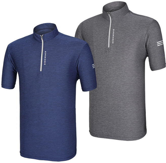 [이지바이] (1+1) 남성 반팔 집업티_텐션 좋은 쿨 빅사이즈 등산 아웃도어 반팔 집업 티셔츠