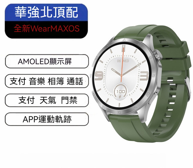 智能手表 1.8英寸至臻屏 高畫質通話 離線支付 NFC門禁 AI語音助手 心率監測 生活防水 睡眠監測 多運動模式, 1個, WATCH4-MAX銀膠【升級全功能頂配】