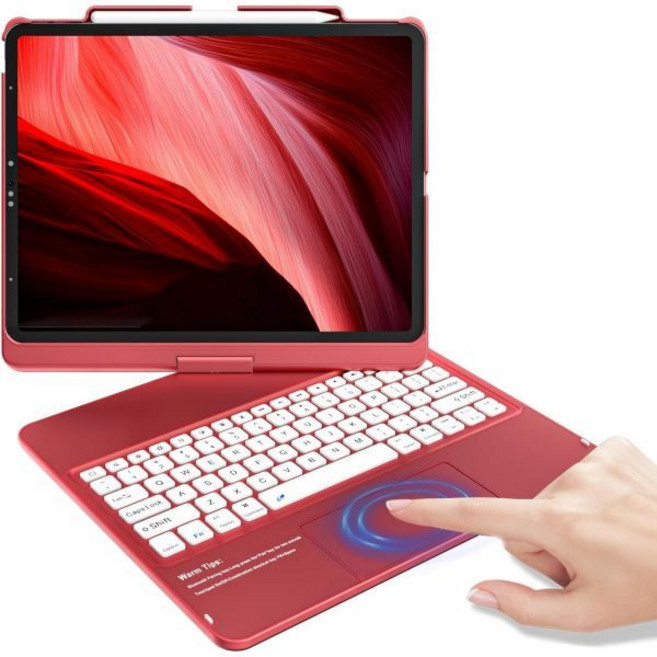 KBCASE 키보드케이스 패드키보드 호환용 키보드 케이스 iPad Air용 13인치 M4/M3/M2 2026/2025/2024/iPad Pro 12.9인치 6/5/4/3세대 터, Red, For iPad Air 13 inch/iPad Pro