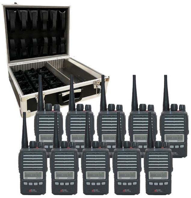 유니모 업무용무전기 DPH420무전기 10대 풀세트+충전가방 10구, 1개, 유니모 DPH420 10대+10구 충전가방