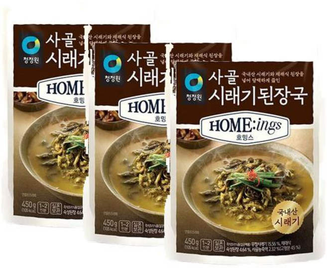 청정원 호밍스 사골 시래기된장국, 3개, 450g