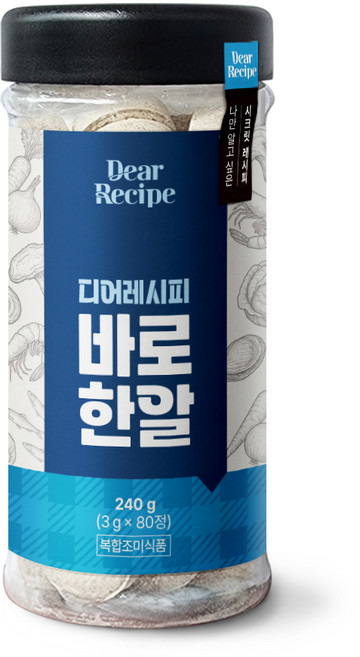 디어레시피 바로한알 코인육수 조미료 3g x 80정, 1개, 240g