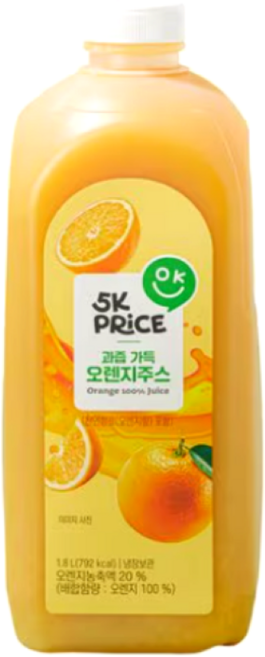 5k프라이스 과즙 가득 오렌지주스 1.8리터, 1개, 1.8L
