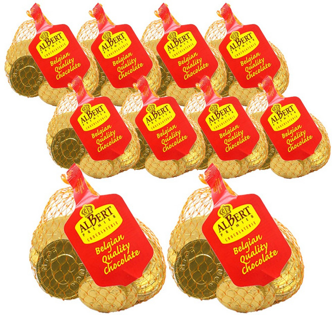 벨기에 알버트 코인 초콜릿망(대) 10개(55gx10개) 선물용동전금화메달, 55g, 10개