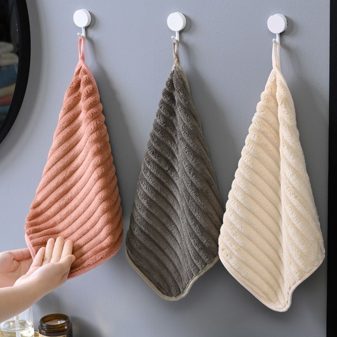 可掛式珊瑚絨擦手巾 約30*30cm, 【前50單特價】1條裝,約30*30cm, 1個