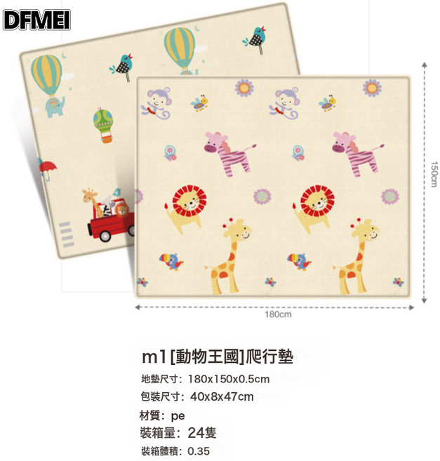DFMEI 家用無味耐髒捲筒裝防水防摔加厚爬行墊兒童遊戲墊, 新款M1(180*150*0.5cm)