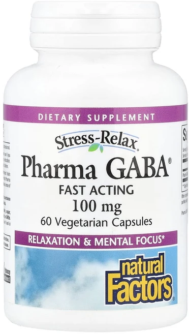 네추럴팩터스 스트레스-릴렉스 파마 가바 100mg 베지테리안 캡슐 글루텐 프리 무설탕, 60정, 1개 - 쿠팡