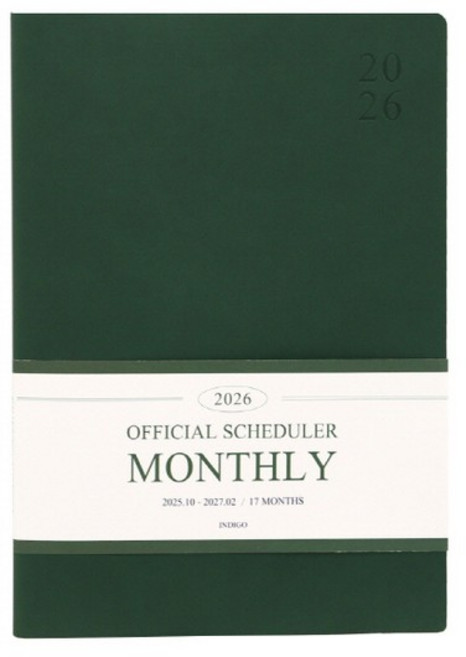[인디고] 2026 오피셜 빅 먼슬리 스케줄러 업무용 (날짜형 A4 월간) - 그린, 상품명, 상품명