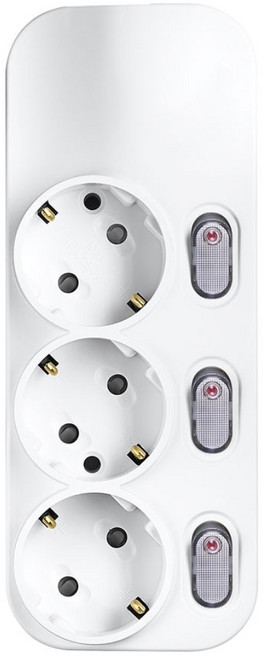 대성 플러스탭 개별스위치 고용량멀티탭 16A 250V, 개별 3구, 2.5M, 1개, 화이트 개별 3구, 2.5m