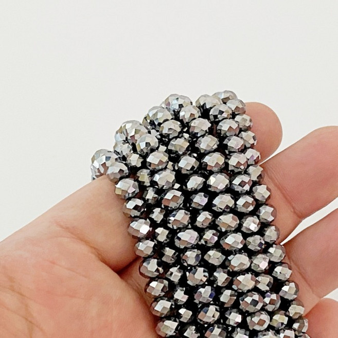 원석 테라헤르츠 론델컷 건강팔찌 만들기 재료 (한 줄), 2x3mm, 1개