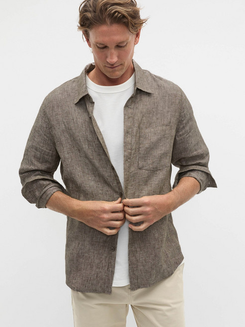 【老錢風高級感】男裝襯衫 長袖襯衫 休閒襯衫 通勤襯衫 棉麻襯衫 天絲亞麻混紡 透氣親膚 春夏新款 氣質百搭