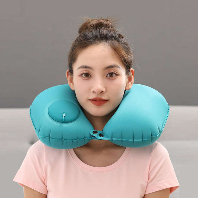 키친9단 자충전 에어펌핑 공기주입 비행기 자동차 장거리 여행용 목베개 (고급형)