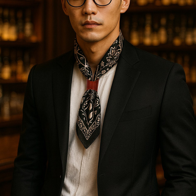 수제 BIG 8자 통가죽 스카프링 홀더/쁘띠스카프 반다나