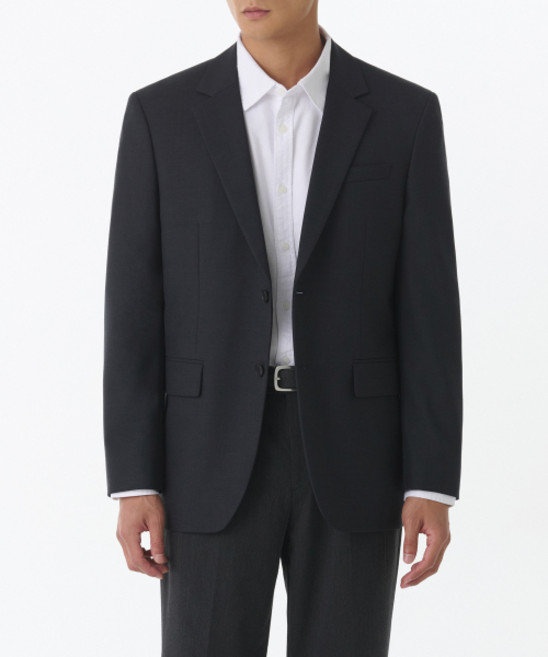 무신사 스탠다드 울 블렌드 릴렉스드 베이식 블레이저 차콜 그레이 498997