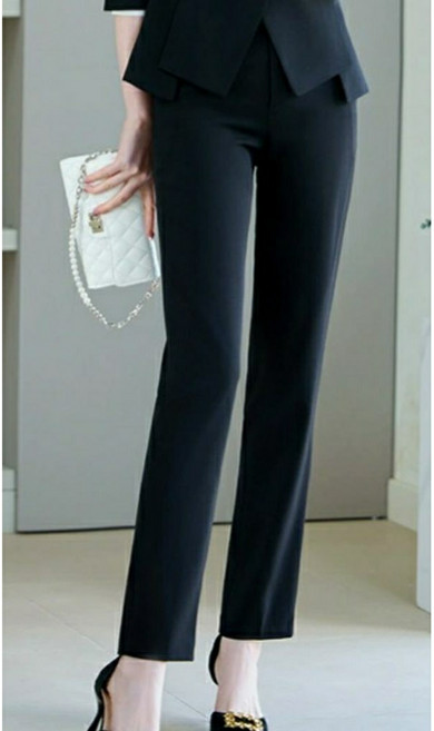 遇見 長袖新款韓版時尚修身女職業西裝套裝3色-979, 黑色長褲,2XL