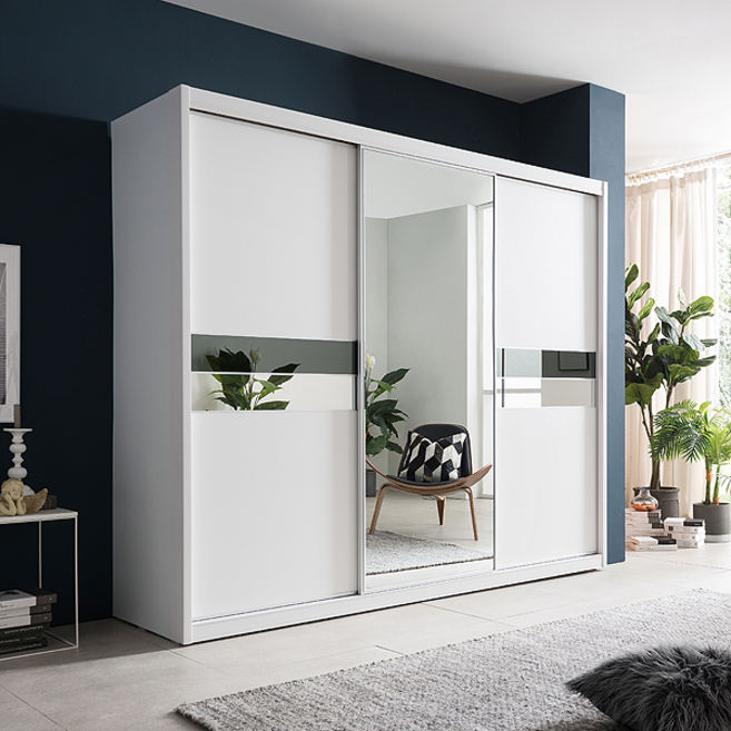 레오가구 은흑경띠 거울 슬라이딩장롱/옷장 (3통구성), 양복장, 옷봉장, 이불장