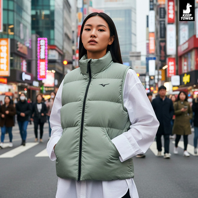 미즈노 남여공용 베이직 덕 다운 패딩 조끼 베스트