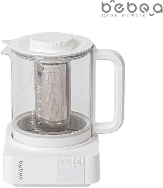 AGK NORDIC 무선 분유포트 전기 보온포트 유리 티포트, 포트만_WHITE