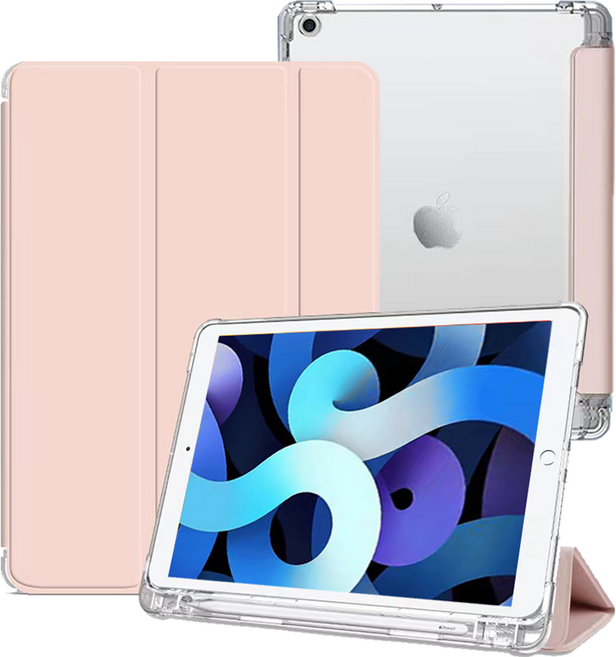 굿밸류 컬러뷰 애플펜슬 수납 태블릿 케이스, 핑크, 1개