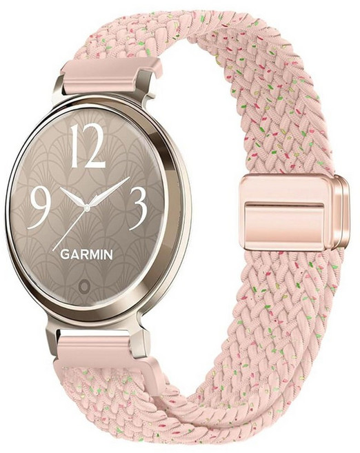 Issinlky Garmin Lily 2와 호환되는 나일론 브레이드 밴드 여성용 14MM 교체용 탄성 스트랩 140417, Black Rainbow