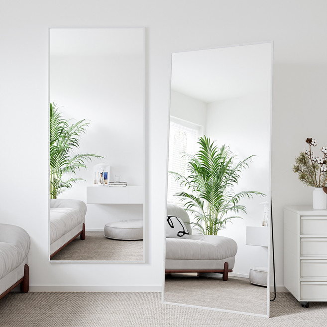 뷰티피크 직사각형 전신거울 3in1 스탠드 벽걸이 거치형 강화안전유리 500*1610, 화이트
