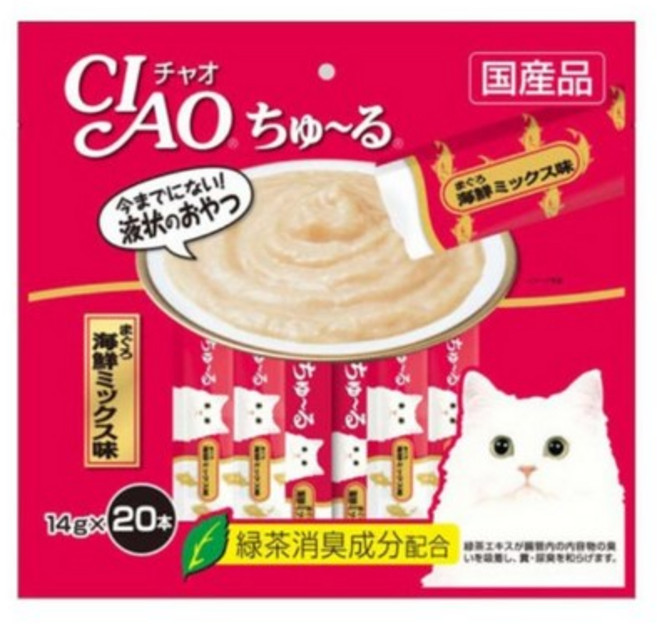 챠오츄르 고양이 짜먹는 간식, 혼합맛(참치/해산물), 14g, 60개