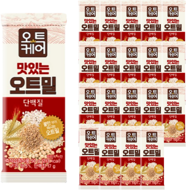 오트케어 맛있는 오트밀 단백질 낱봉팩, 20개, 50g