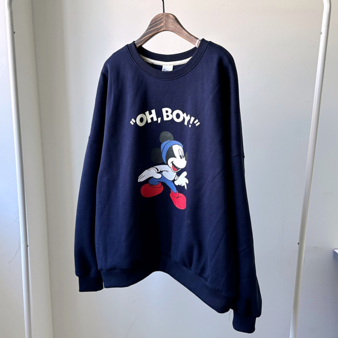 디즈니 오보이미키 기모 맨투맨 정품 유니섹스 오버핏