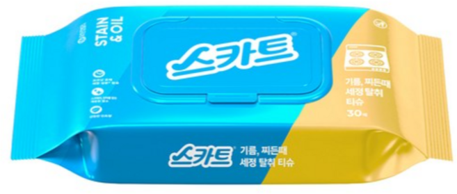 스카트 기름 찌든때 세정 탈취 티슈 30매, 24개
