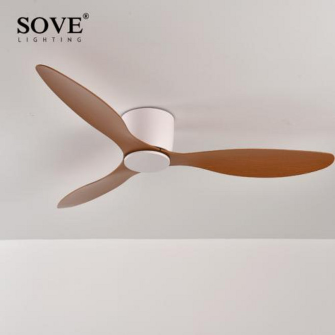 천장선풍기 실링팬 SOVE 모던 디자인 낮은 원격 제어 심플한 가정용 조명 없음 DC 30W 220V, White and Deep wood_42 inch, 7) White and Deep wood - 42 in, 7) White and Deep wood  42 inc