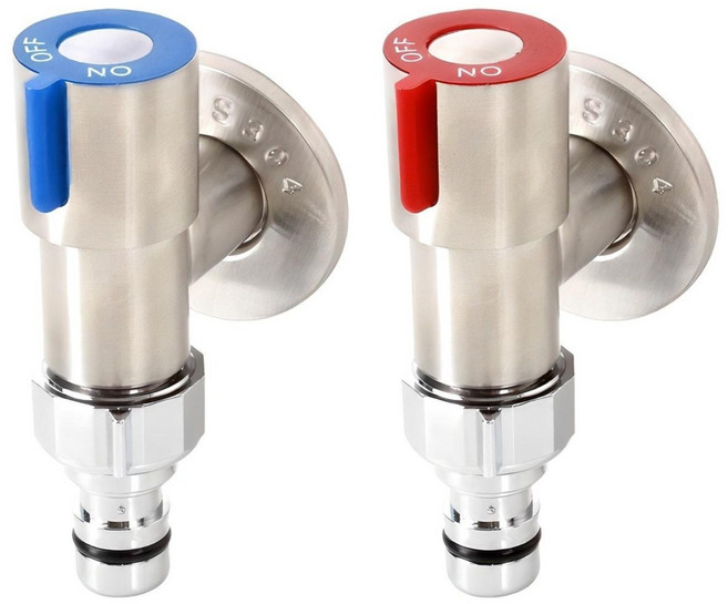 세탁기전용 슬림 수도밸브 2개입(냉수+온수) 세트, 1세트