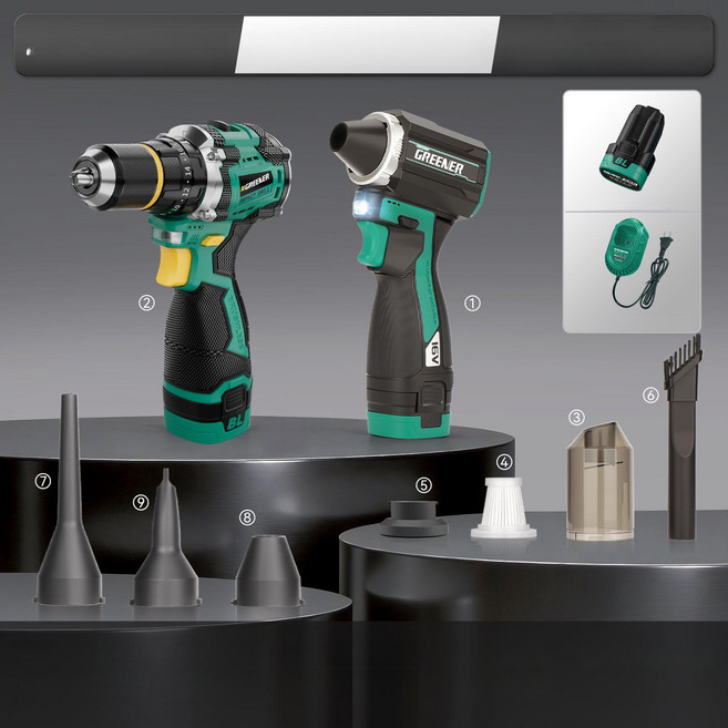 픽토리 하이퍼건에어건 노즐 무선 미니 제트건 저소음, 기본 모델명/품번, 홀파기 먼지제거세트 스톰건 1배터리 1충전기