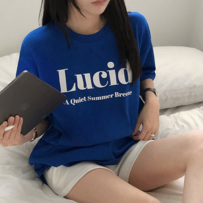 티데일리 루시드 프린팅 오버핏 17수 빅사이즈 라운드 반팔 티셔츠