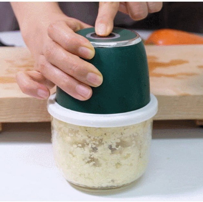 푸드앤 쿠팸-M2 무선 전동 마늘 야채 이유식 멀티 만능 다지기 강화유리 6중날 350ml, 1개, 초록색