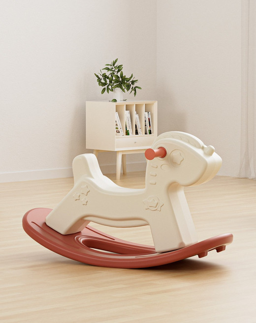 兒童搖馬寶寶搖搖馬嬰兒木馬週歲禮物二合一兩用溜溜車玩具, 1個, 黃色:如圖