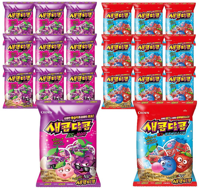 새콤달콤 포도복숭아 200g 10p+ 딸기블루베리소다 200g 10p