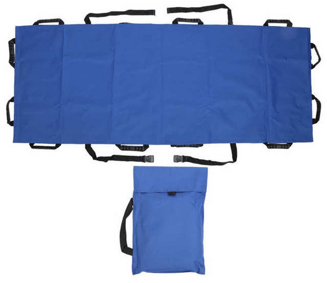 자세 변환 용구 욕창 방지 매트 쿠션 에어 환자용 홈 간단한 접는 들것 환자 이송 시트 비상 작업을 위한 12개의 핸들이 있는 부드러운 나일론 천 운송 장치 180x70cm, 푸른, 1개