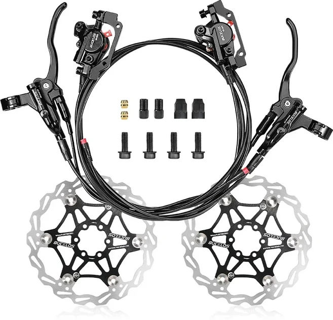 BUCKLOS 자전거 유압 브레이크 세트 2 피스톤 전원 끄기 산악 디스크 1100/1800mm 스쿠터, 06 BLACK FLOAT ROTOR