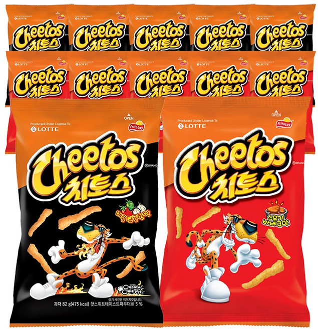 롯데 치토스 바베큐맛+매콤달콤한맛 각8봉( 총16봉) 82g, 1세트