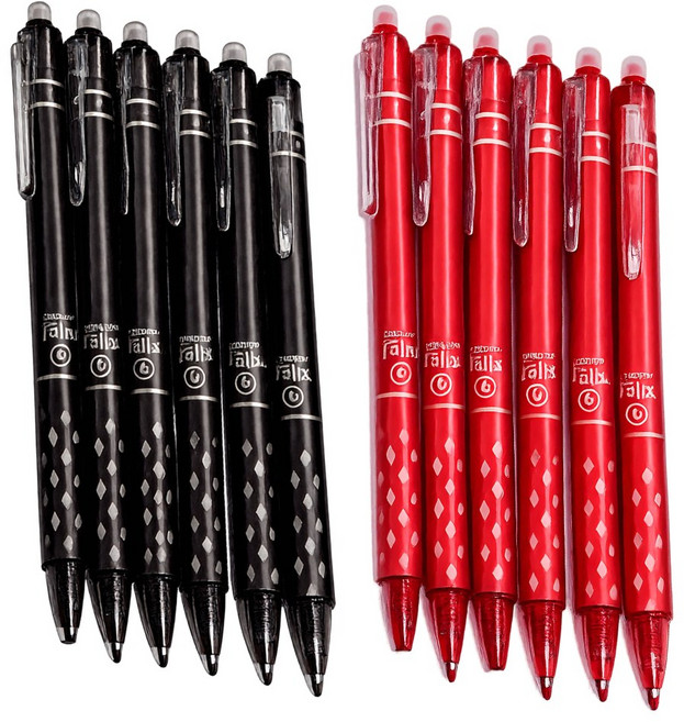 비브랜드 감열성지우개 블랙 블루 레드 지워지는 볼펜 0.5mm, 블랙 6p+레드 6p, 12개