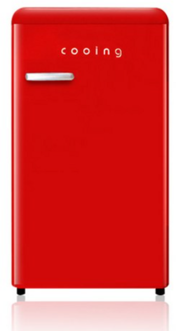 쿠잉전자 레트로 미니 85L 1도어 냉장고, 퓨어레드, REF-90Cnr