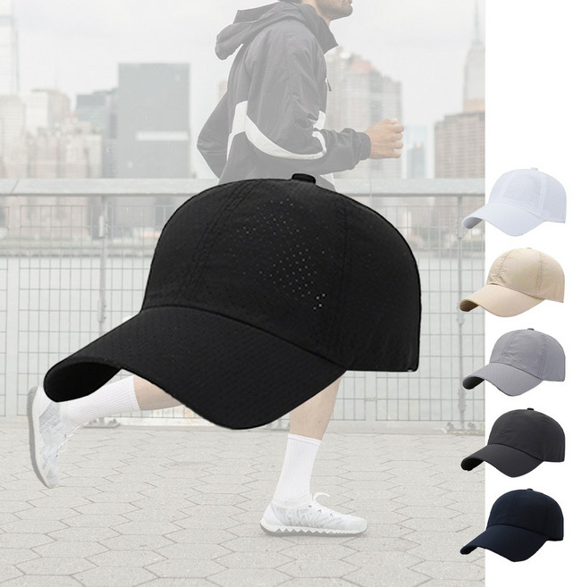 러닝 테니스 헬스 마라톤 등산 스포츠 메쉬 캡 모자, 블랙, 1개