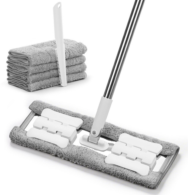 joybos 다용도 집게형 밀대걸레 360회전 바닥청소 밀대걸레 극세사 리필패드 4매, 1개