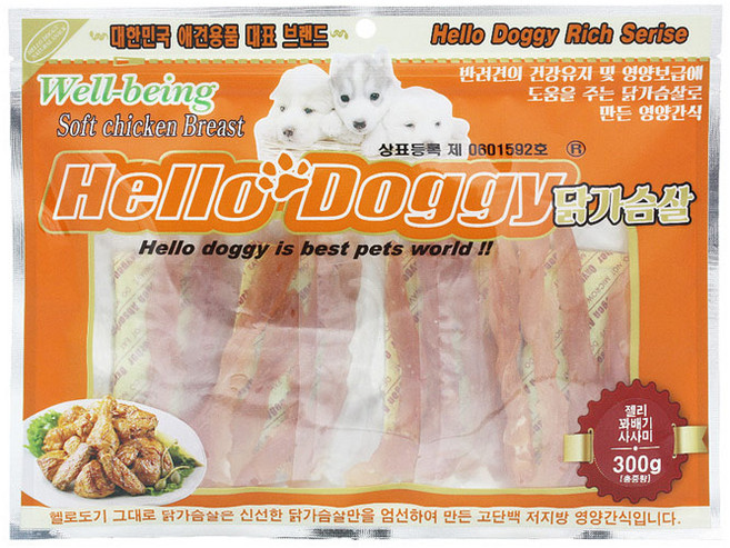 헬로도기 대용량 애견 강아지간식, 300g, 5개, 꽈배기 젤리